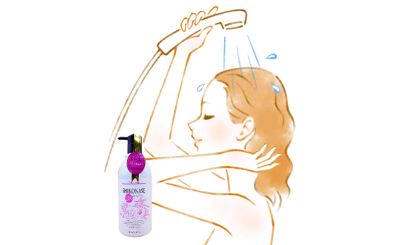 1. シャンプーで髪を洗う